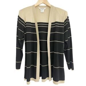 EXCLUSIVELY MISOOK Knit Cardigan Lurex Gold & Black Stripe Business Extra Small